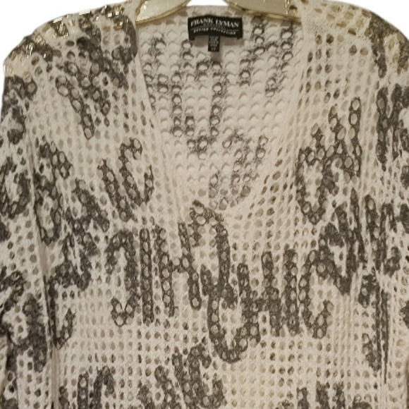 L/G🍀Frank Lyman Design Black and Cream Graphic Tunic - Picture 2 of 7